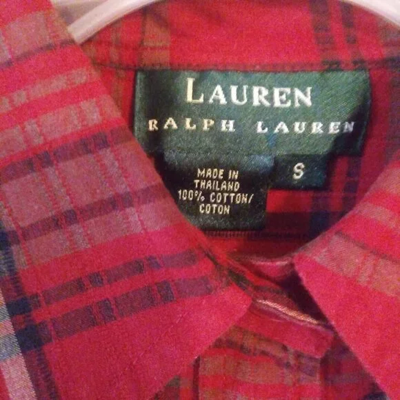 Lauren Ralph Lauren Green Label Women's Long Sleeve Plaid Shirt Size: Small - Picture 7 of 7